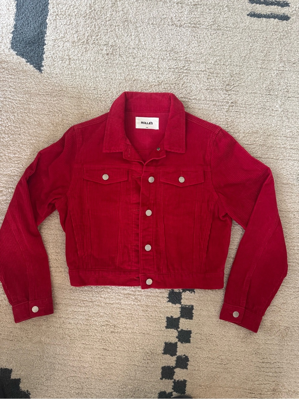 ROLLA'S Red Corduroy Cropped Truck Jacket